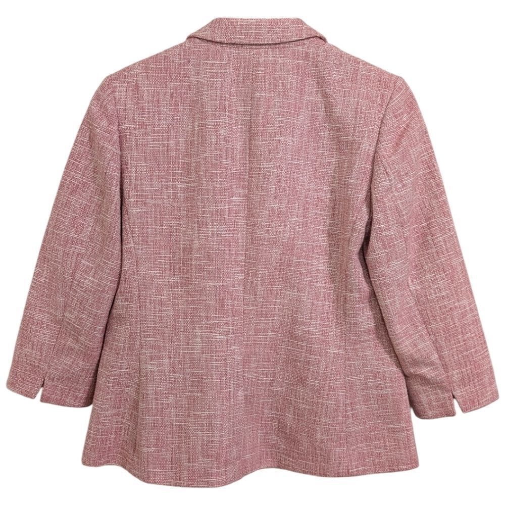 Lauren Ralph Lauren Pink Tweed Textured Shrunken Blazer 3/4 Sleeves - Size 8 - Picture 2 of 10